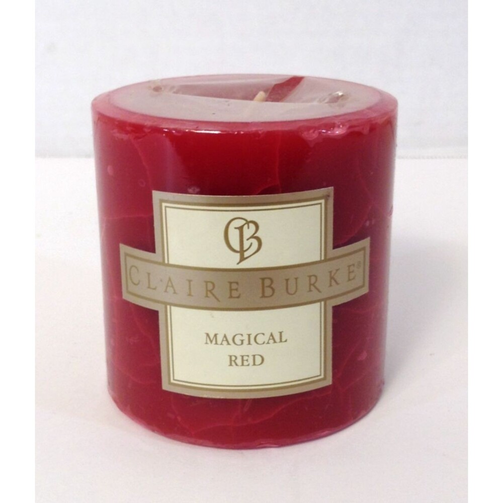Vtg Claire Burke Pillar Candle Magical Red Scented Fragranced - 3 x 3 - 40 Hours